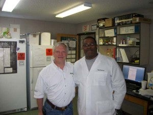DR. DANIEL CARRAWAY AND DR. JOE SWEET worked together in Danimer’s lab for four weeks last summer.