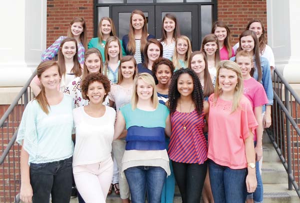 Bainbridge High School recently announced the students who will be in the marching band’s dance line for the 2013-14 school year. Shown are: back row, left to right, Lindsay Presnal, Kasey Phillips, Carah Jones, Reagon Cox, Gracie Waddell and Emilee Poppell; second row, left to right, Loriann Brown, Lindsey Buckhaulter, Elizabeth Talley, Savannah Hall, Lee Hatcher and Michaela Calhoun; third row, left to right, Sawyer Hall, Sabryna Dean, Hadley Barthel, Chelsey Jones and Jenni Barber; front row, left to right, Lynsey Waddell, Jocelyn Grimsley, Peyton Burrell, Taylor Austin and Brooke Parker. Not pictured are Lauren Strickland and Madison Hutchins.