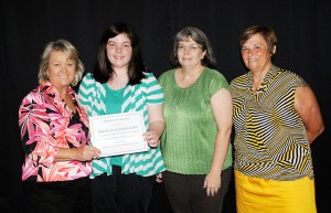 Shown are, left to right, June Faircloth, Mikayla Buckhalter, Kaye Buckhalter and Delrose Betts, an English teacher at Grace.|Justin Schuver