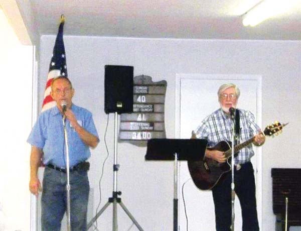MUSICAL ENTERTAINMENT: “Bo and Joe,” as they were introduced, otherwise known as Sam Sirmons and Joe Salter, entertain the Golden Agers.