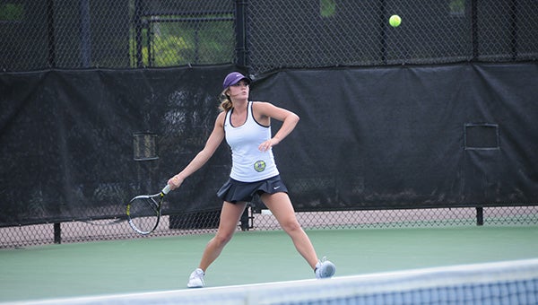 Emma Kate Smith watches the ball during one of her singles matches Thursday