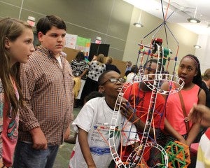 Students representing each Decatur County school took over the Charles H. Kirbo center Thursday afternoon for the STEM Design Exhibition Day.