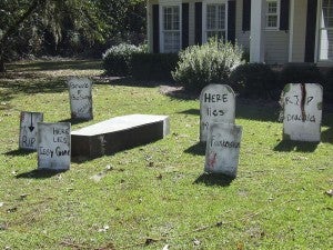 A scary cemetery located in the Bowles front yard.