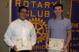 Carolyn Iamon — Post-Searchlight leaders: Misael Vasquez, left, and Sam McRae hold their certificates of appreciation awarded by the local Rotary Club following their program presentation this week. 
